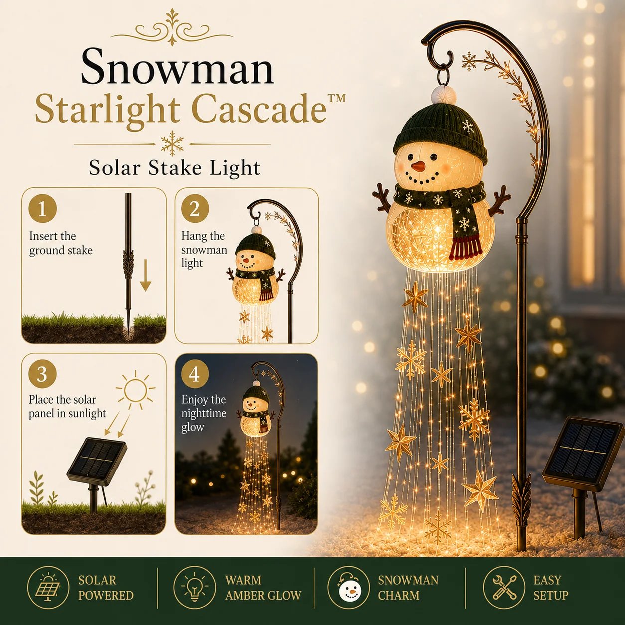 Snowman Starlight Cascade easy installation
