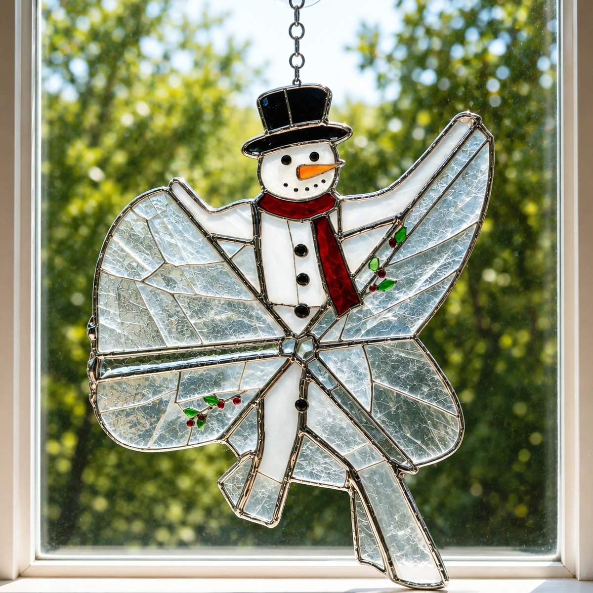 Completed 3D iridescent glass spinning suncatcher ornament