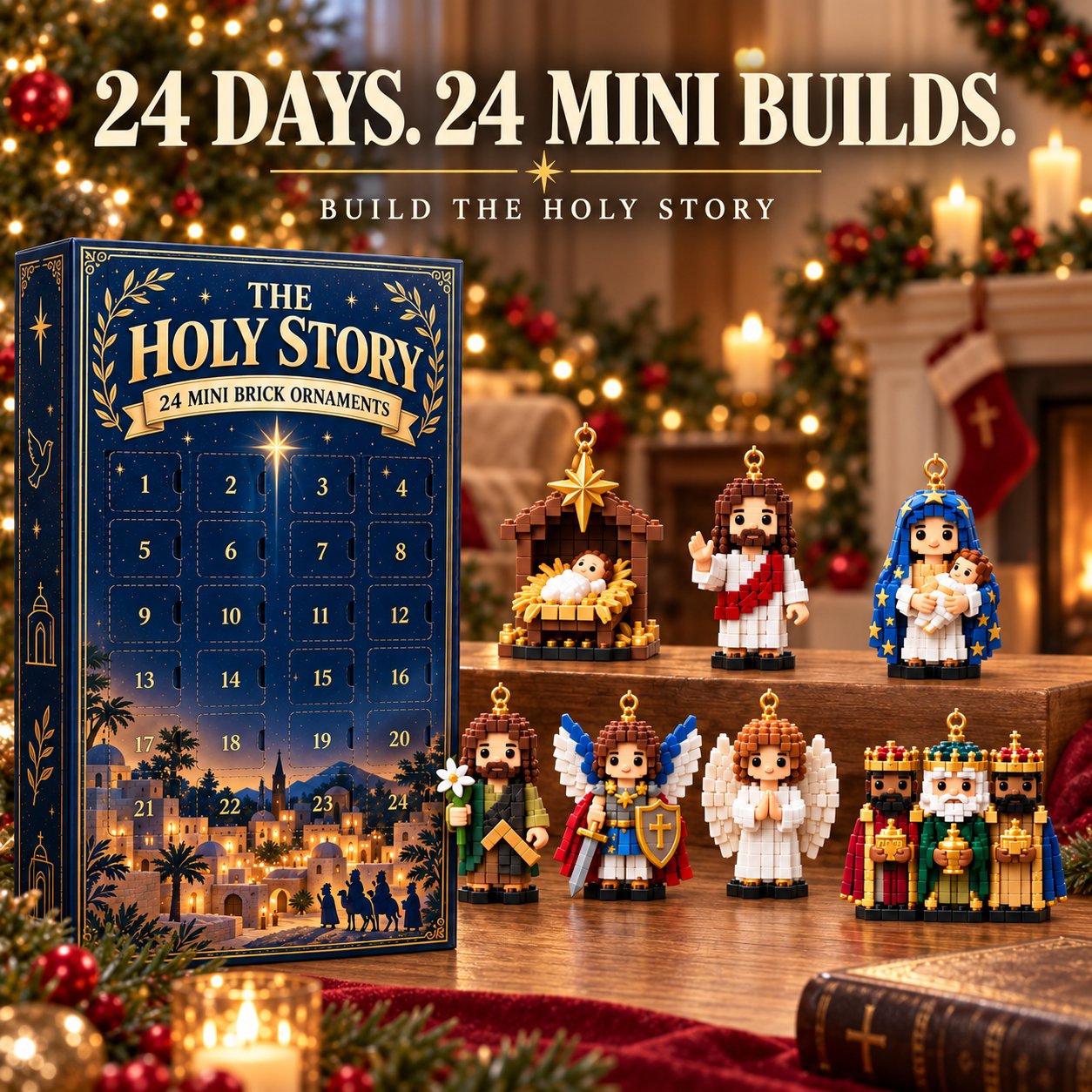 The Holy Story 24-Day Mini Brick Ornament Advent Calendar