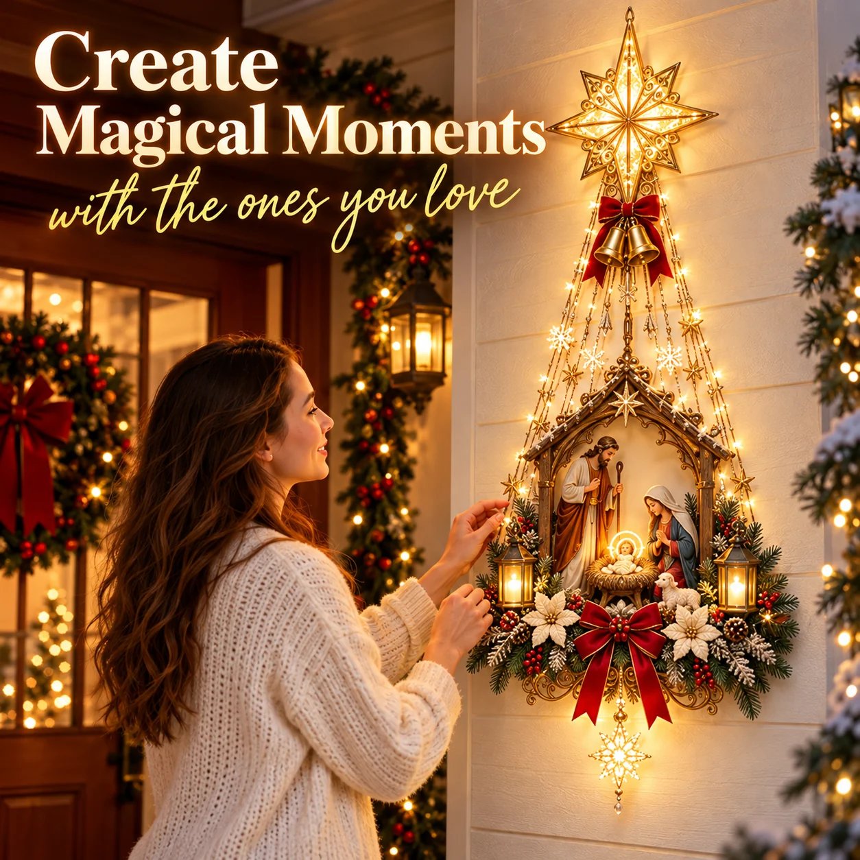 Warm Christmas Nativity wall light family atmosphere