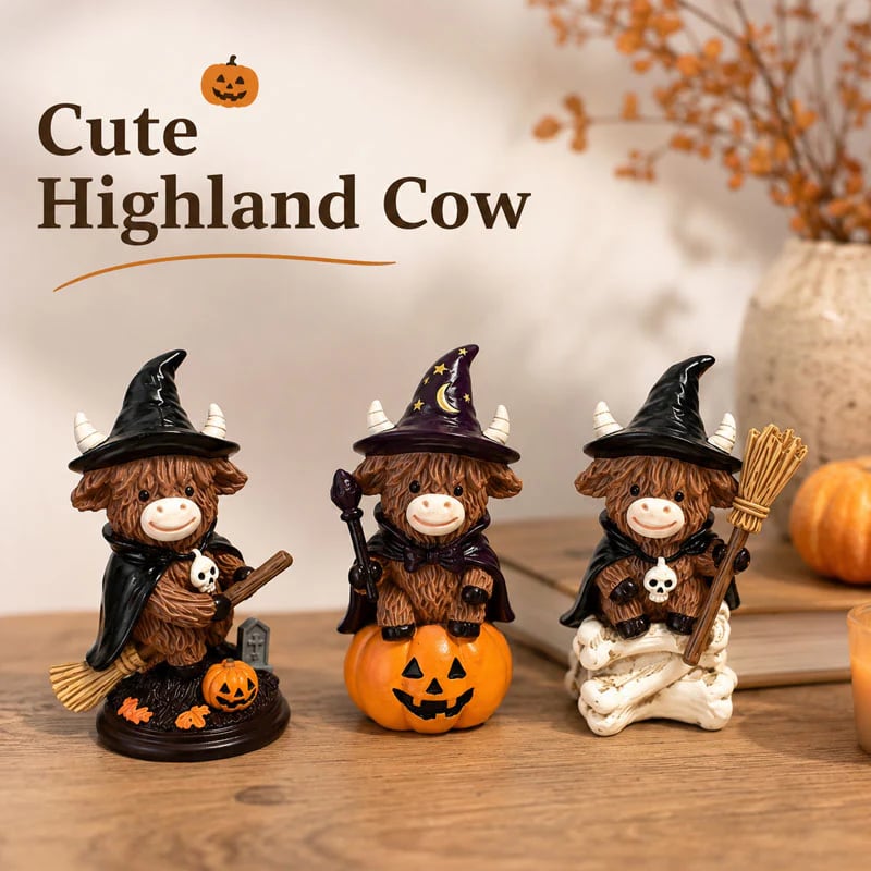 Halloween Highland Cow tabletop decor