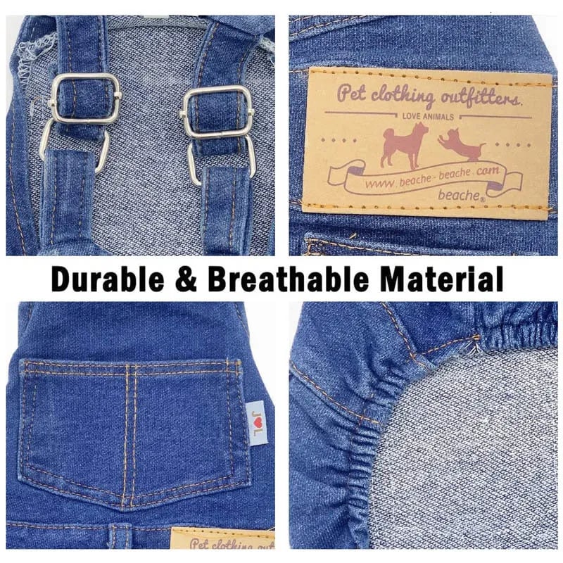 Dog Clothes For Frenchies Denim Overalls: Soft Jean French Bulldog Clothes, Puppy Costume for Small Medium Dogs - Stylish & Comfortable