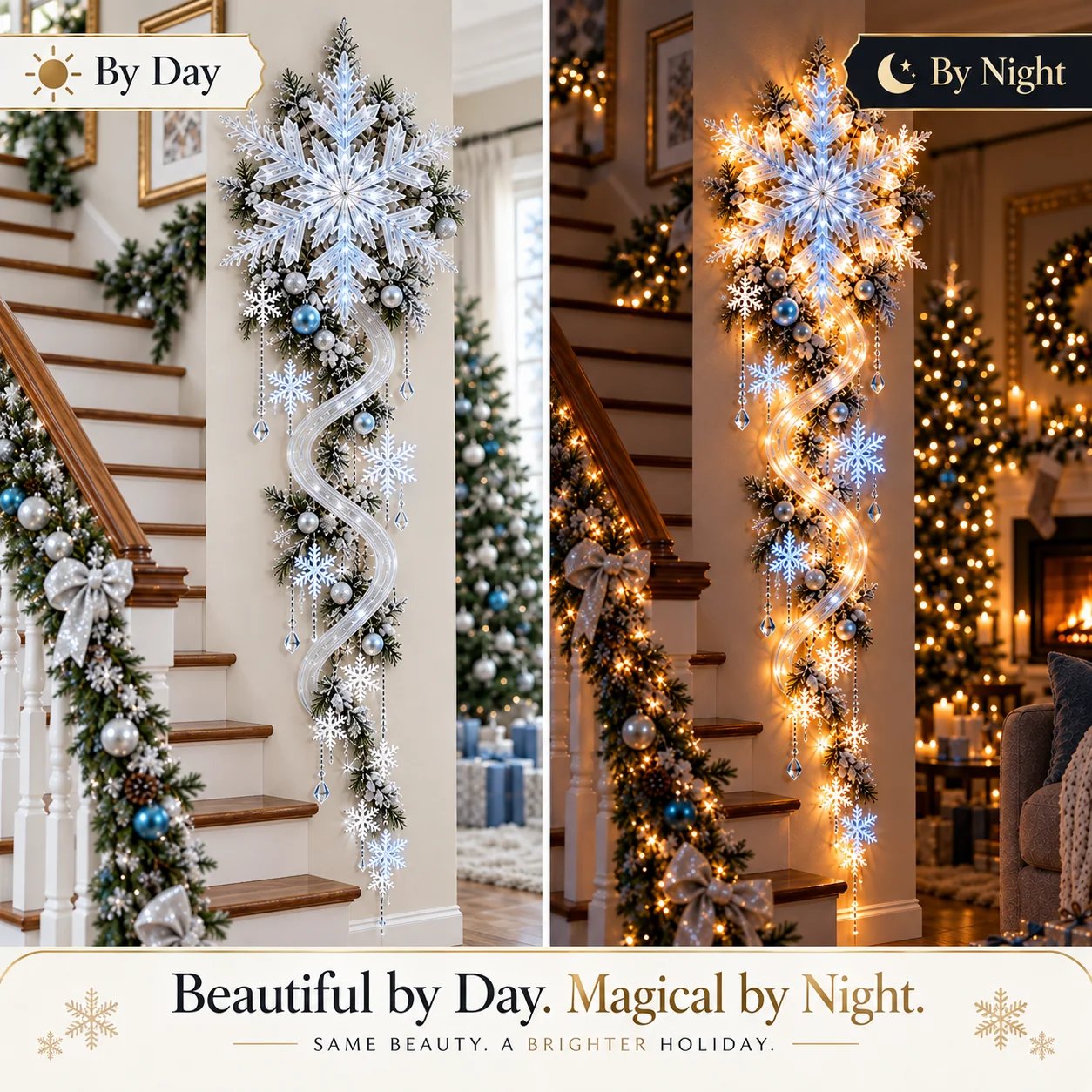 Warm white and cool white snowflake wall light modes