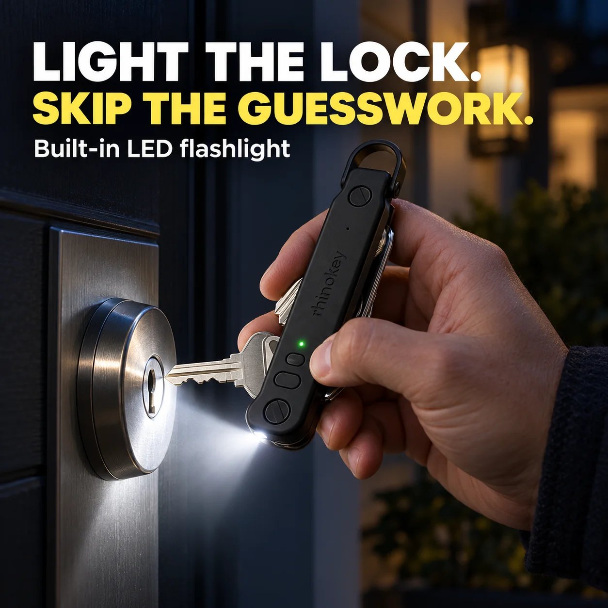 Built in flashlight illuminating a door lock