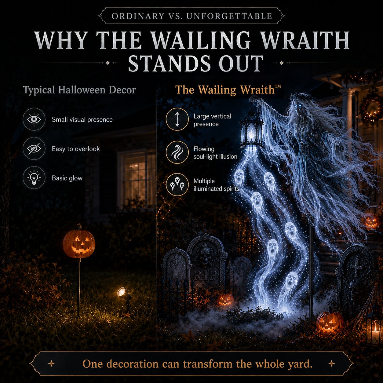 Multiple illuminated ghost faces