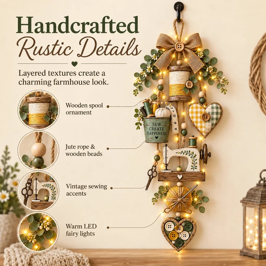 Handcrafted rustic sewing details