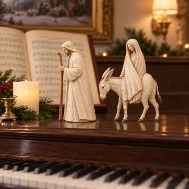 Nativity figurines on piano