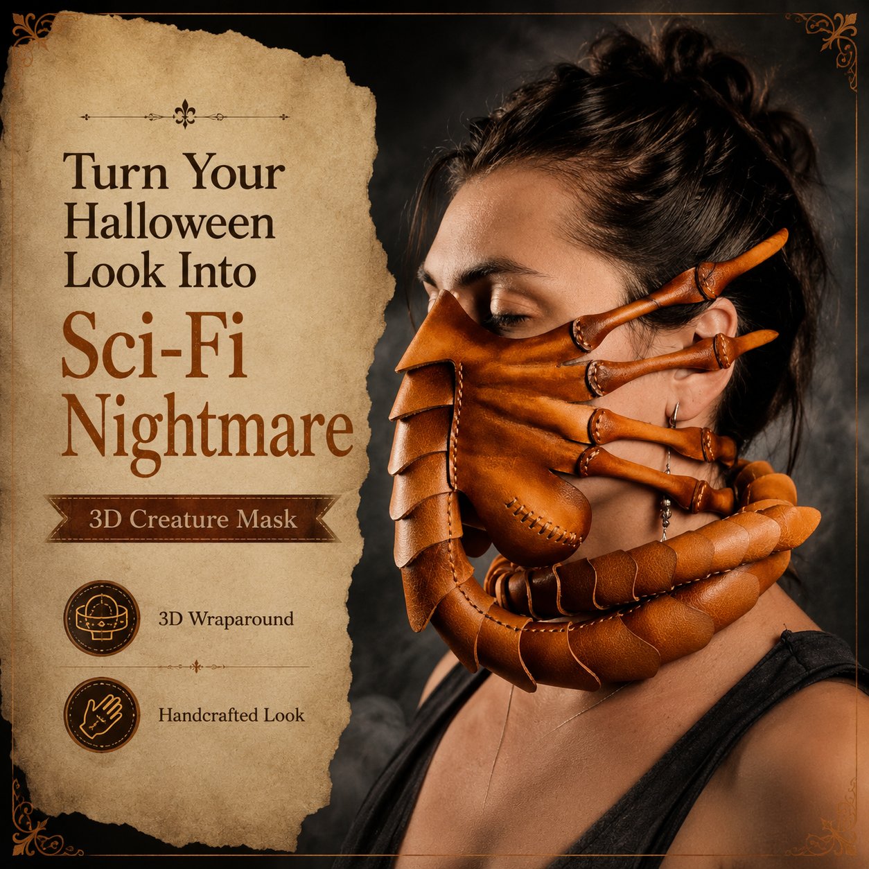 3D Sci-Fi Facehugger Creature Mask