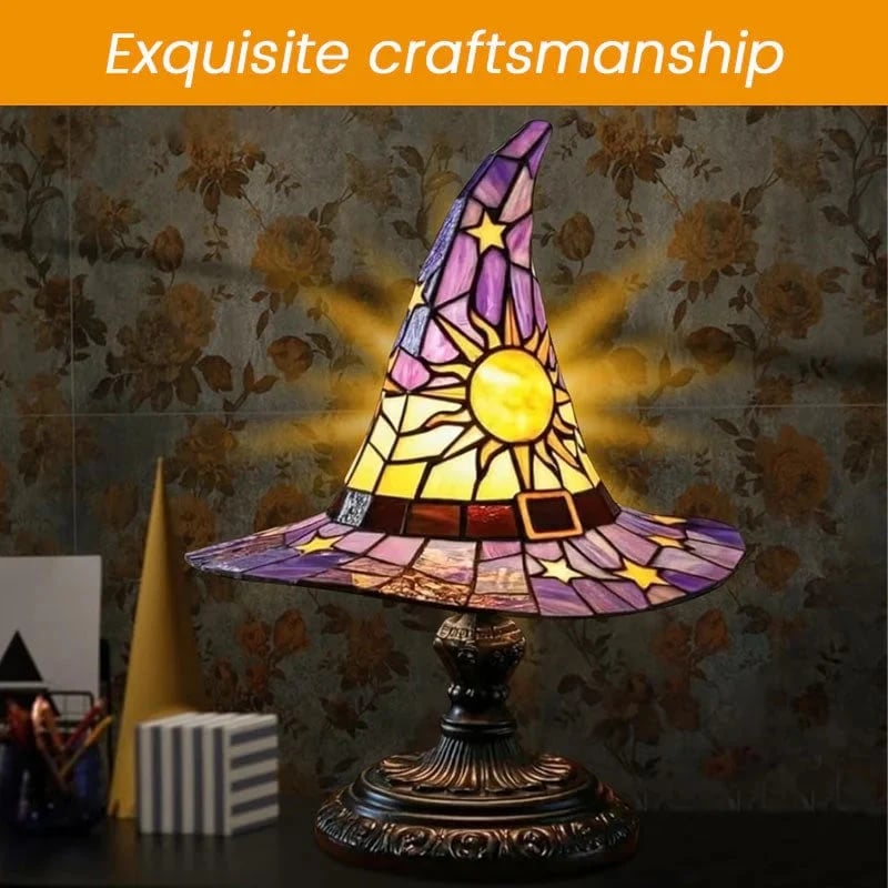 Witch hat lamp as decorative ornament in daylight