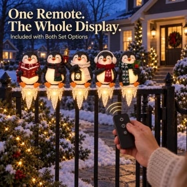 Remote Controlled Lighted Penguin Christmas Set