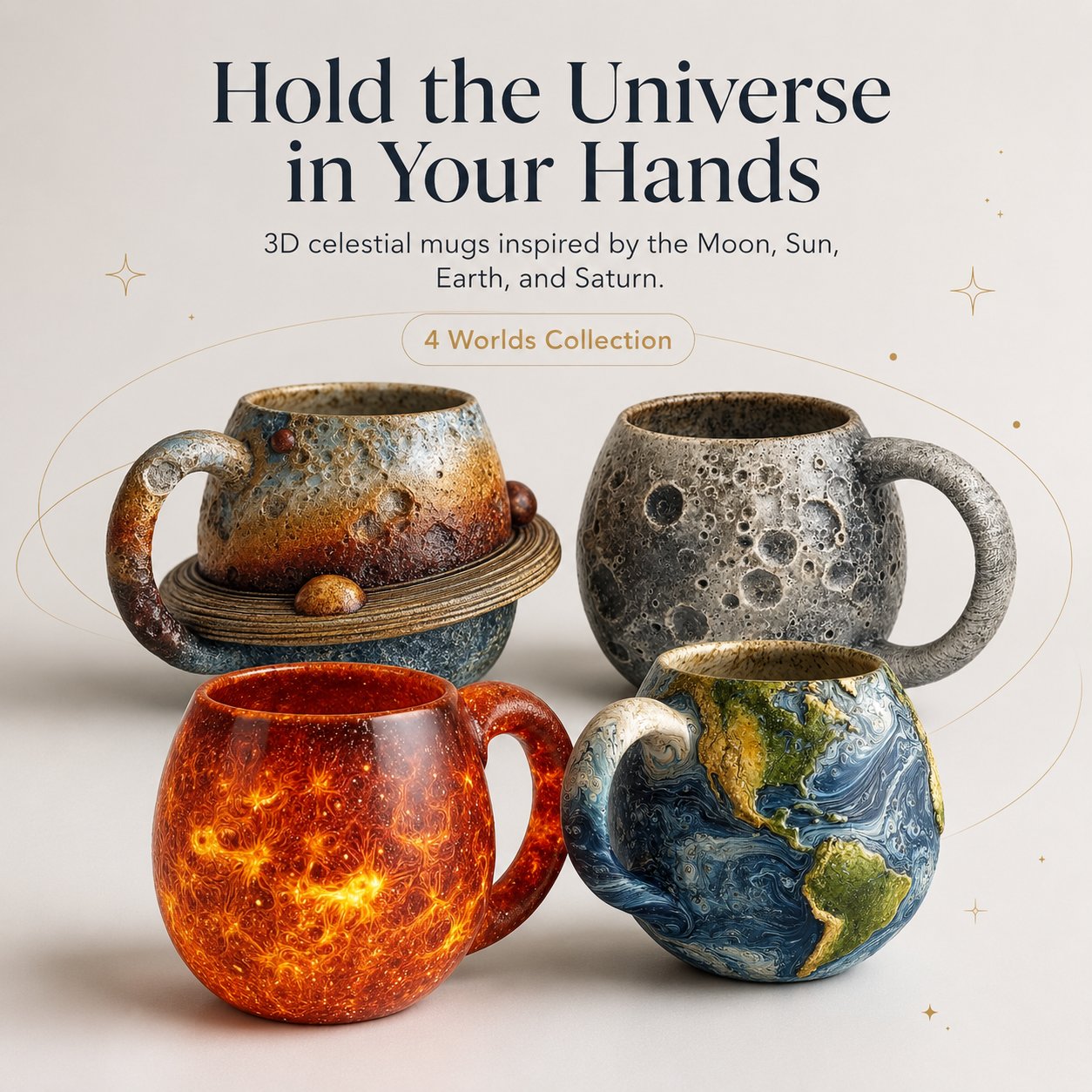 3D Celestial Planet Mug Collection