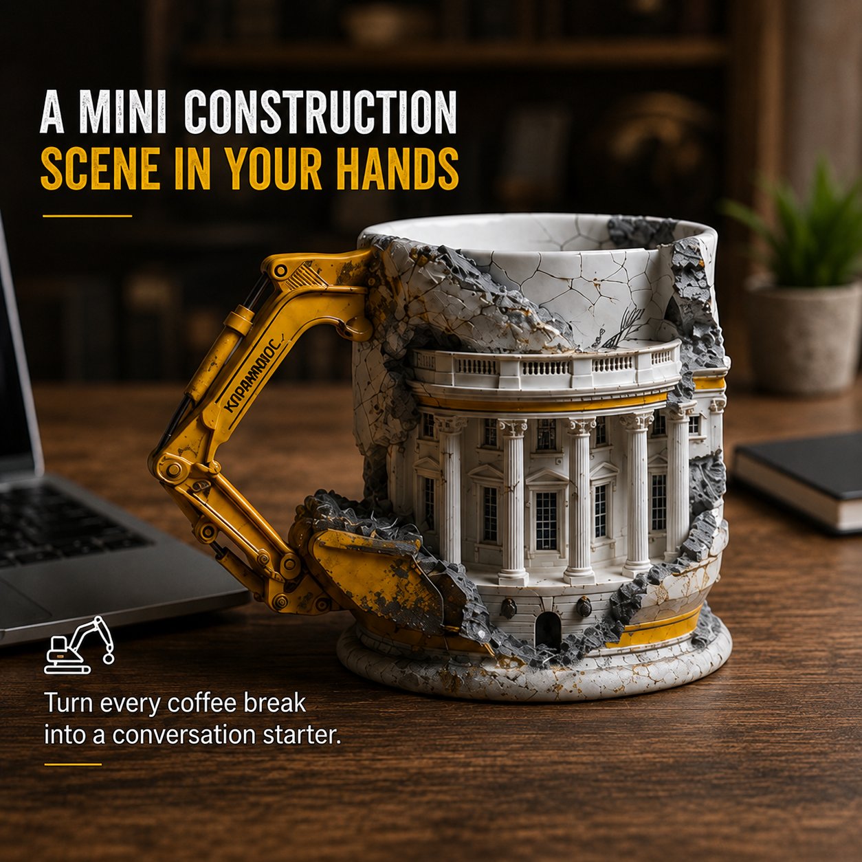 3D construction scene mug