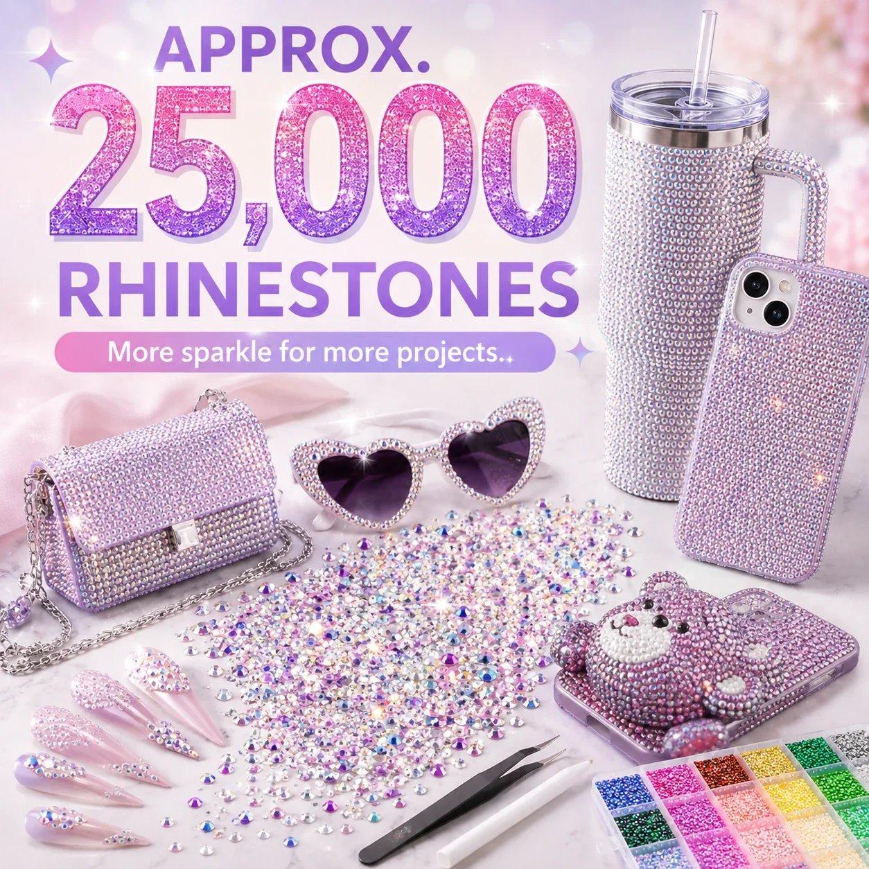 Approx. 25,000 rhinestones for DIY projects