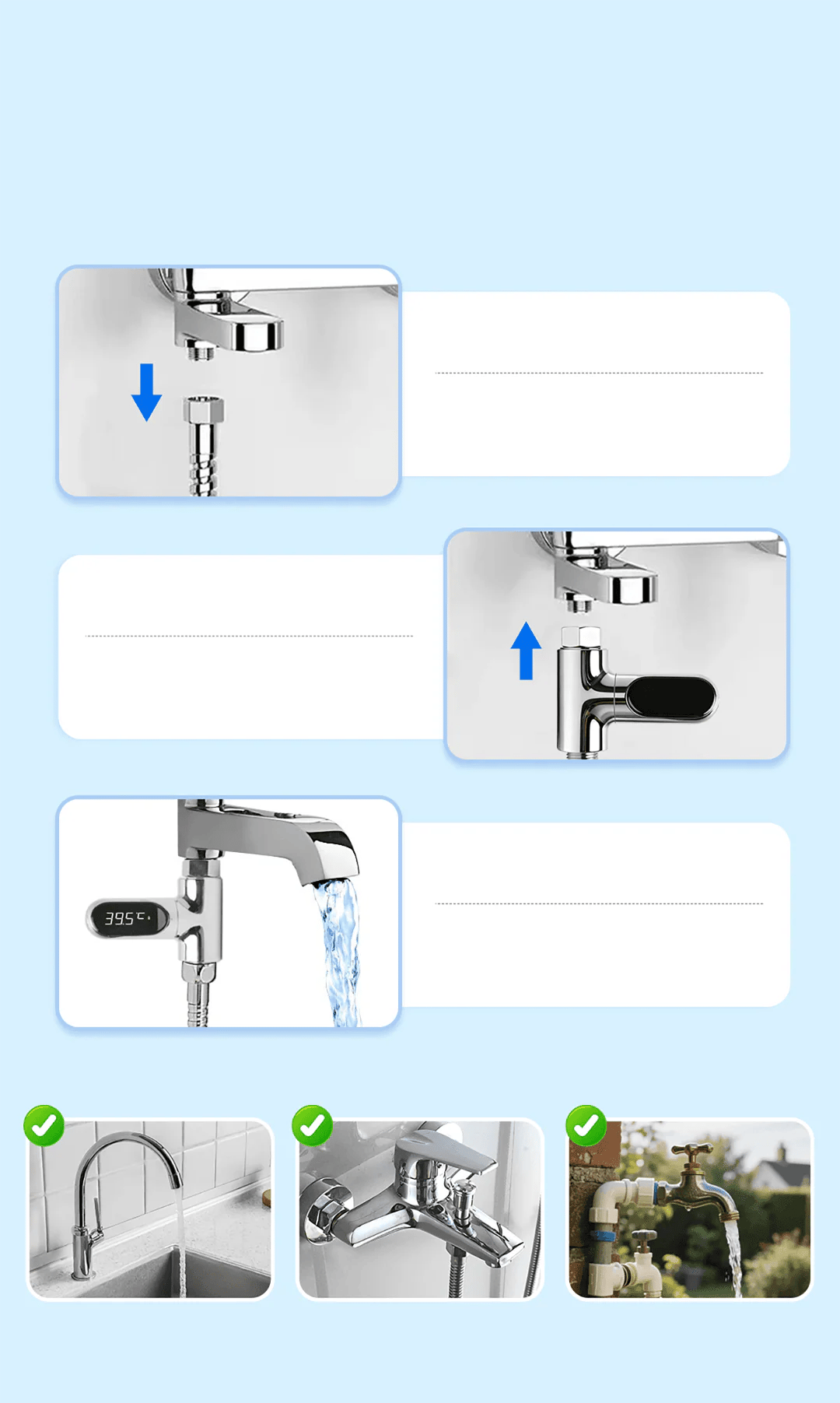 Easy installation shower thermometer