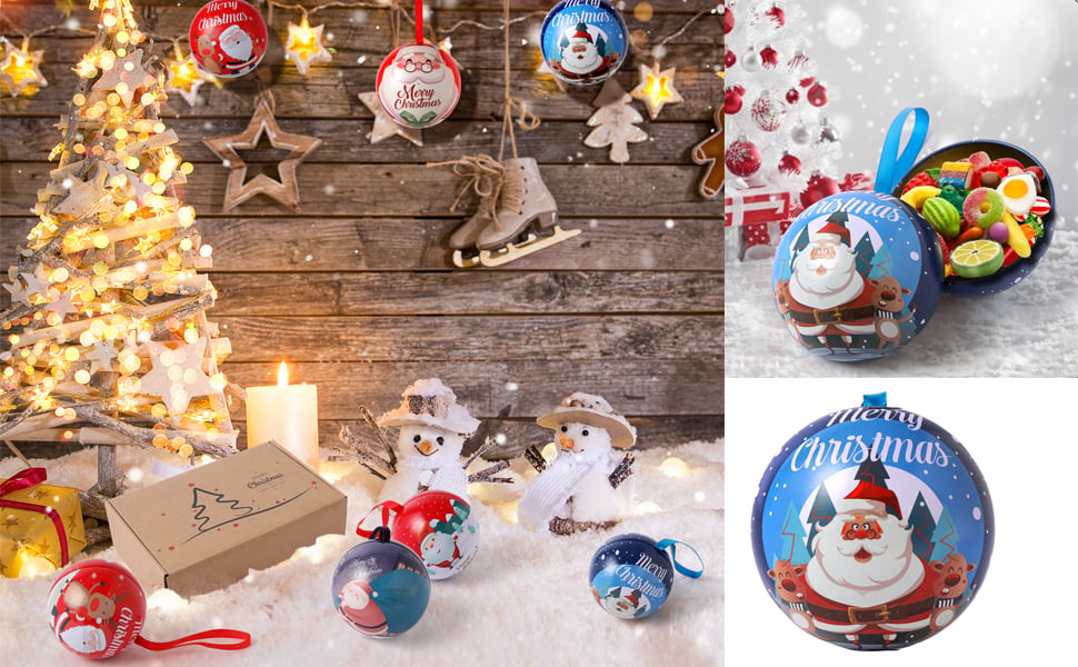 Christmas Ball Decorations Christmas Tinplate Candy Ball Box Christmas Tree Hanging Ball