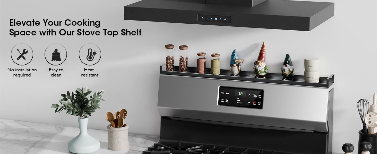 [SUPAFA]4X Strong Magnetic Shelf for Stove Top 30" Adjustable Oven Shelf Spice Rack Over the Stove Stovetop Storage Kitchen，kitchen organization