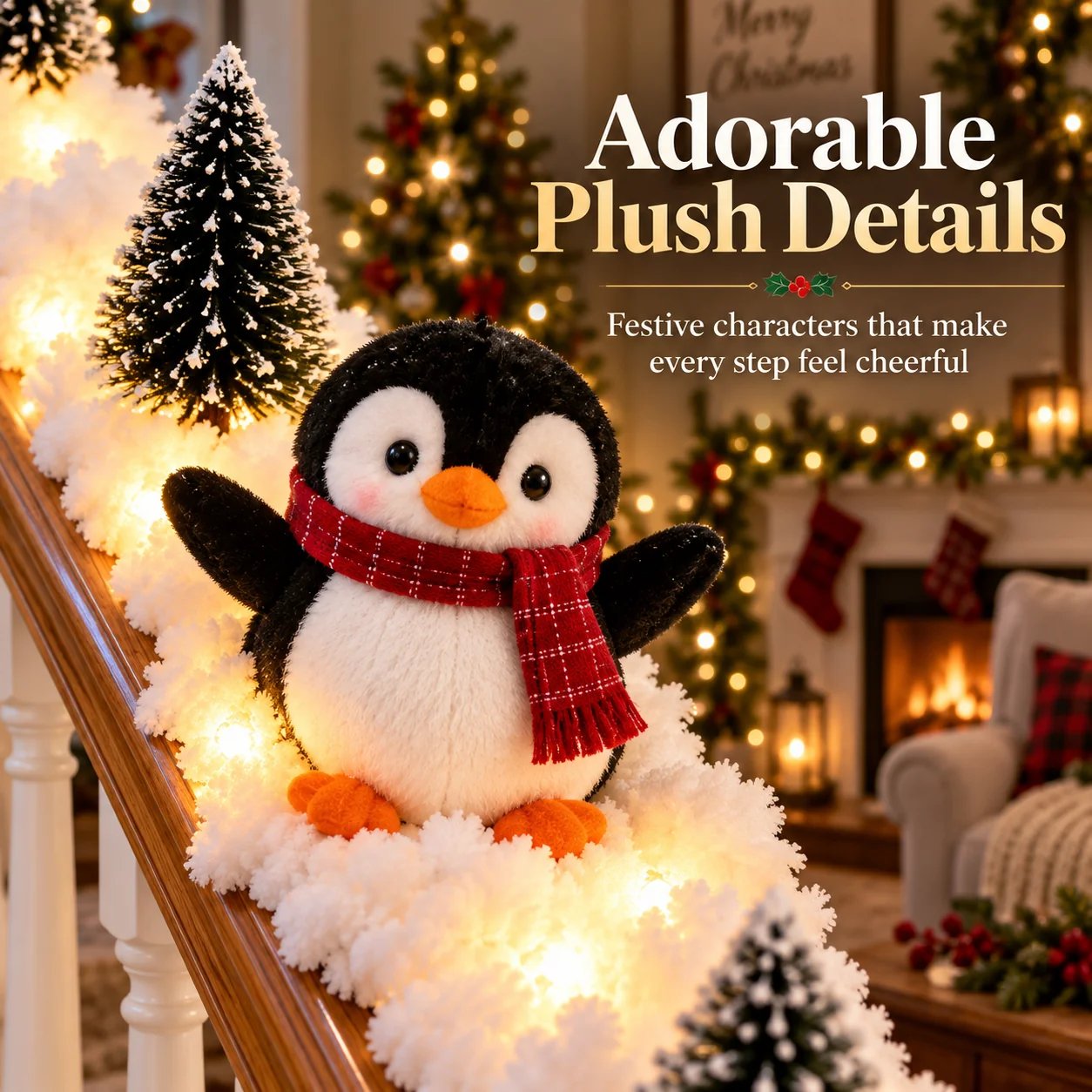 Adorable Plush Penguin Christmas Details