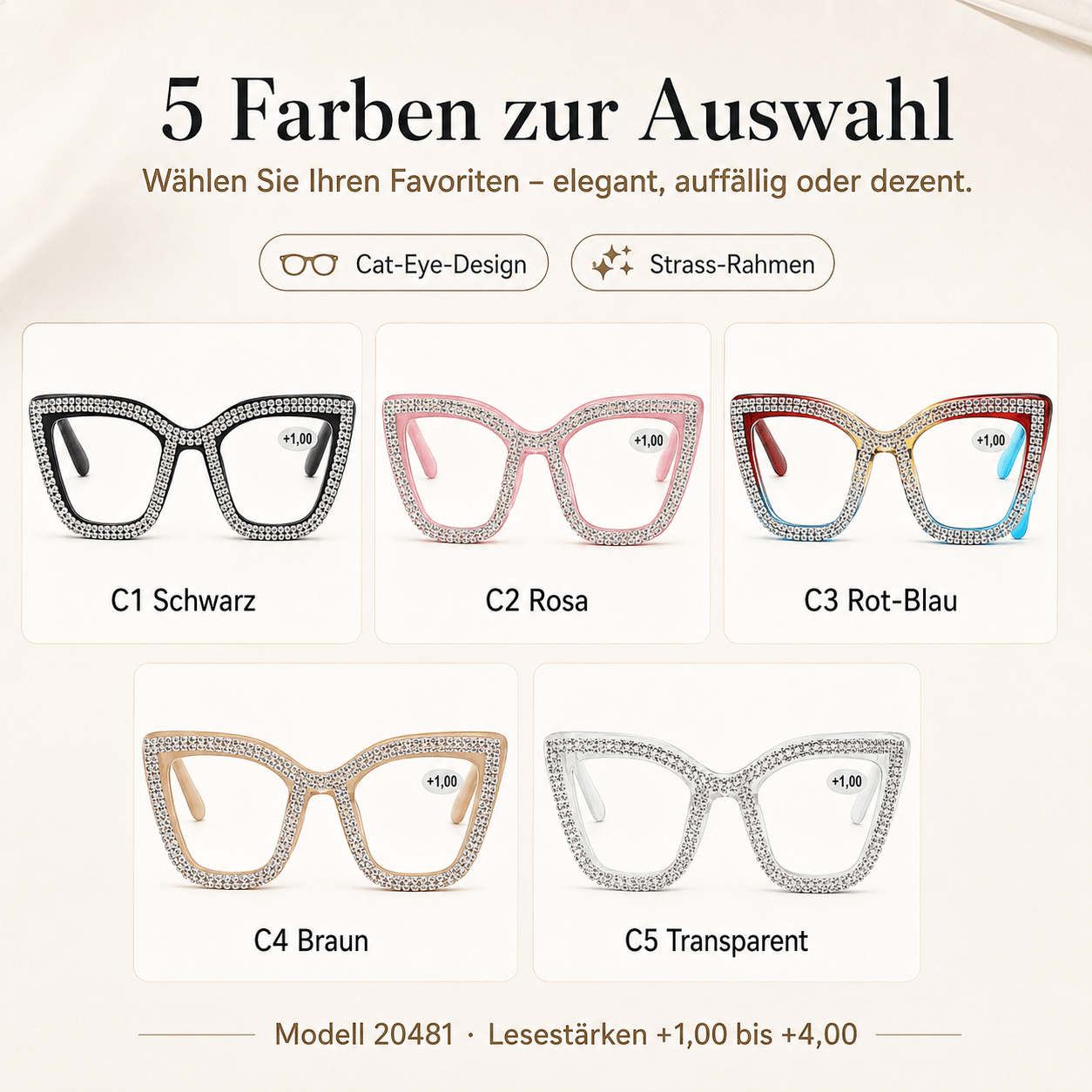 Sparkling cat-eye frame