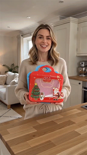 Christmas holiday gift bag in use