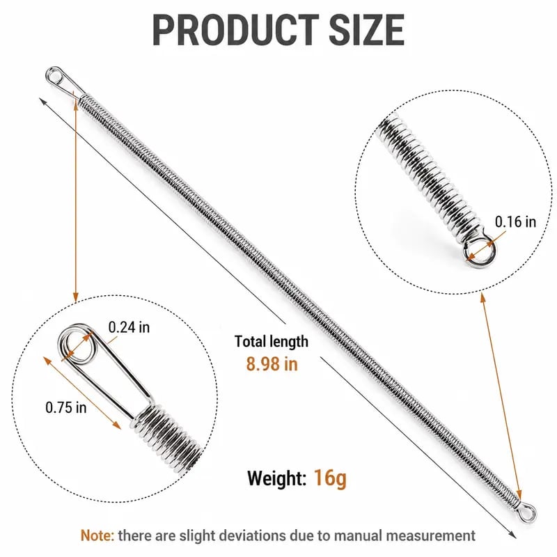 Stainless steel spring construction and rounded threading loops