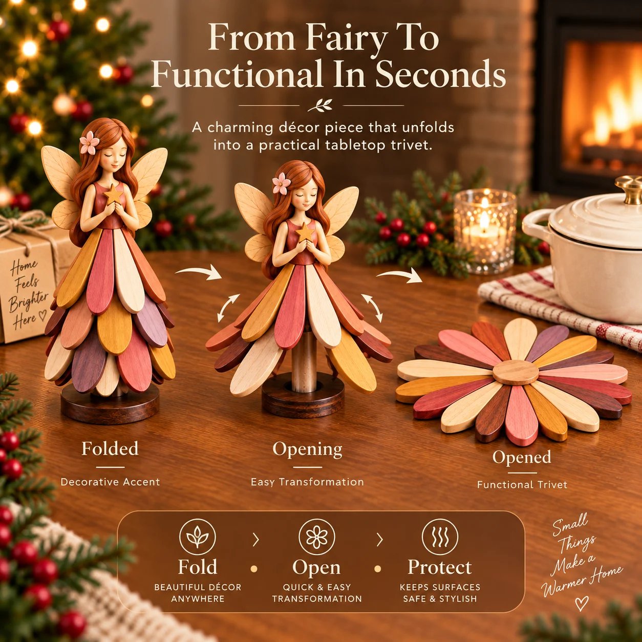 Fairy Bloom transforming from decoration into trivet