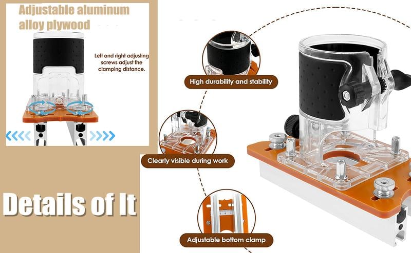 SnapFixMate 2 in 1 Invisible Fastener Slotting Bracket, Woodworking Router Base, Mortising Jig, Wood Trimmer Router Tool, Slotted Base & Fastening Bracket for 65mm Fixed Trimming Machine