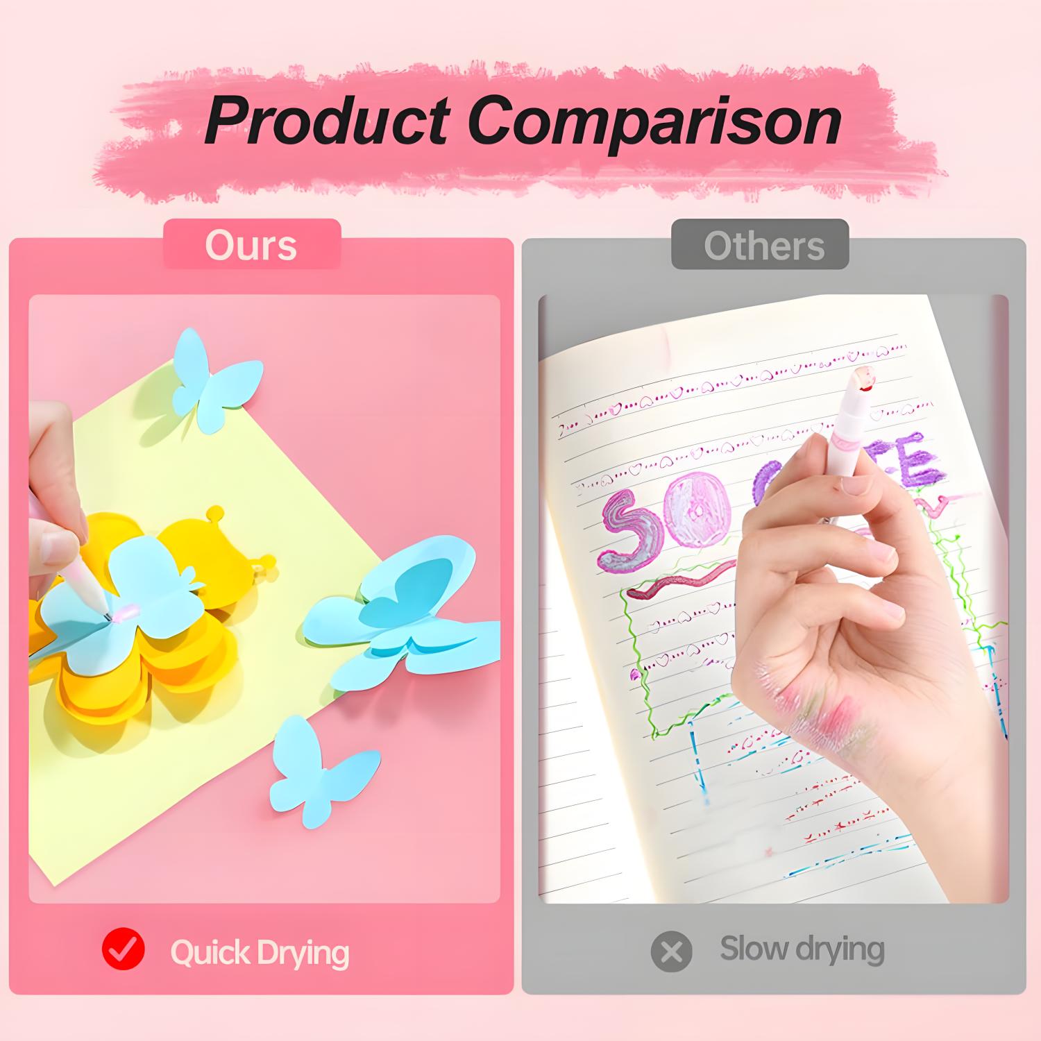 12-Pack Quick-Drying Colored Spot Glue Pen, New Quick-Dry Roller for Scrapbooking, Handmade Stationery, Craft Supplies, Easy Control, Precision