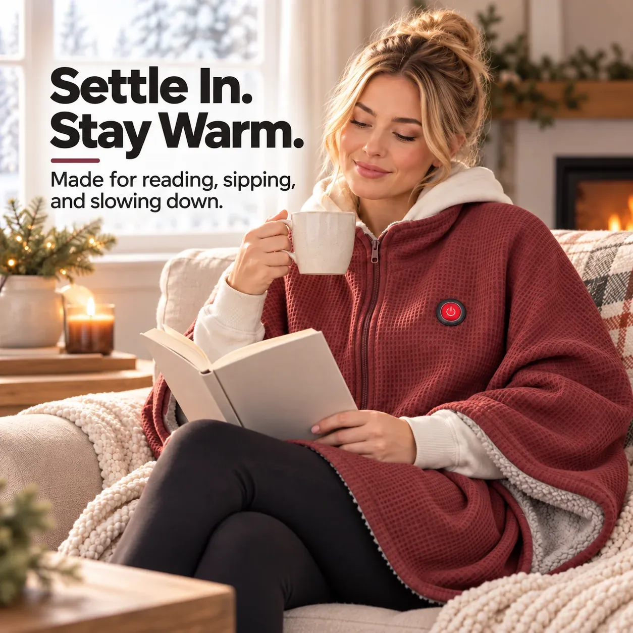 Wearable heated blanket providing personal warmth