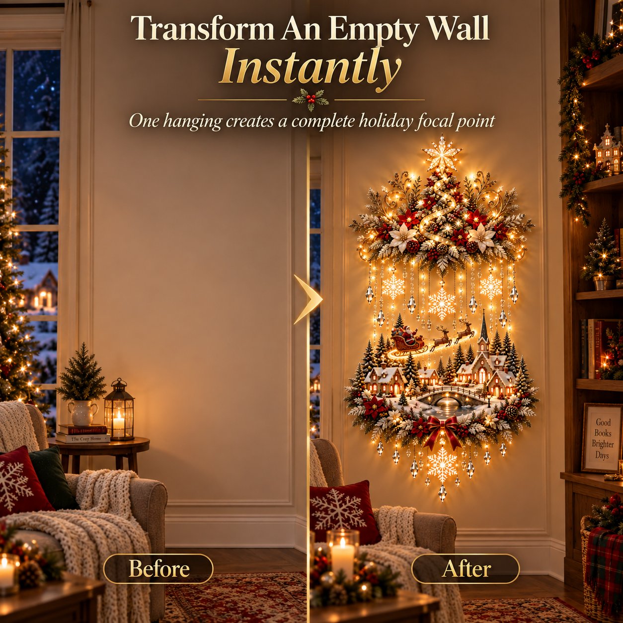 Tall illuminated Christmas wall decoration