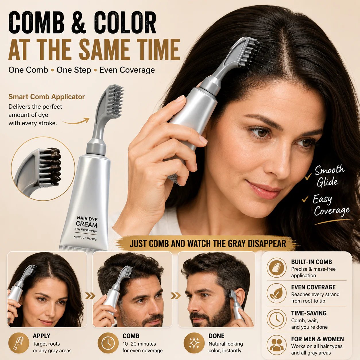 Comb applicator hair dye system Comb applicator hair dye system