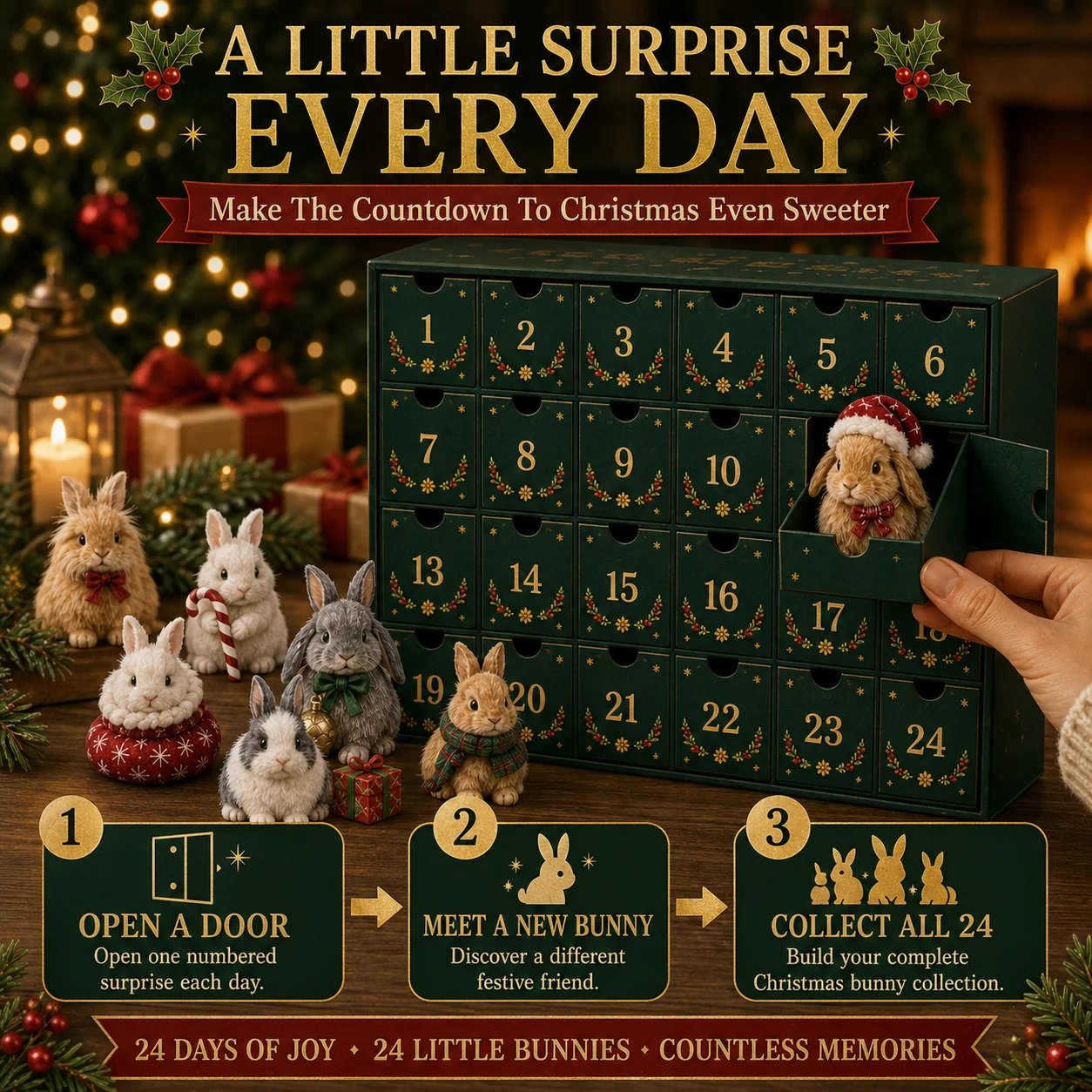 Opening one bunny Advent Calendar drawer each day