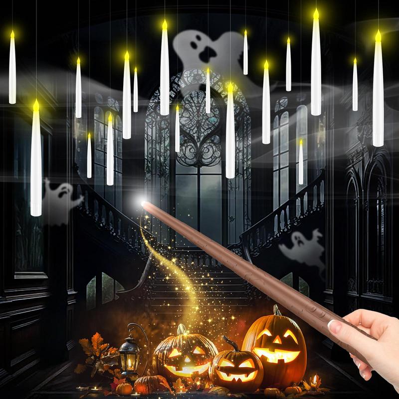 Flammenlose Schwebende LED-Kerzen mit Zauberstab-Fernbedienung – Perfekt für Weihnachten & Halloween 🎃🕯️