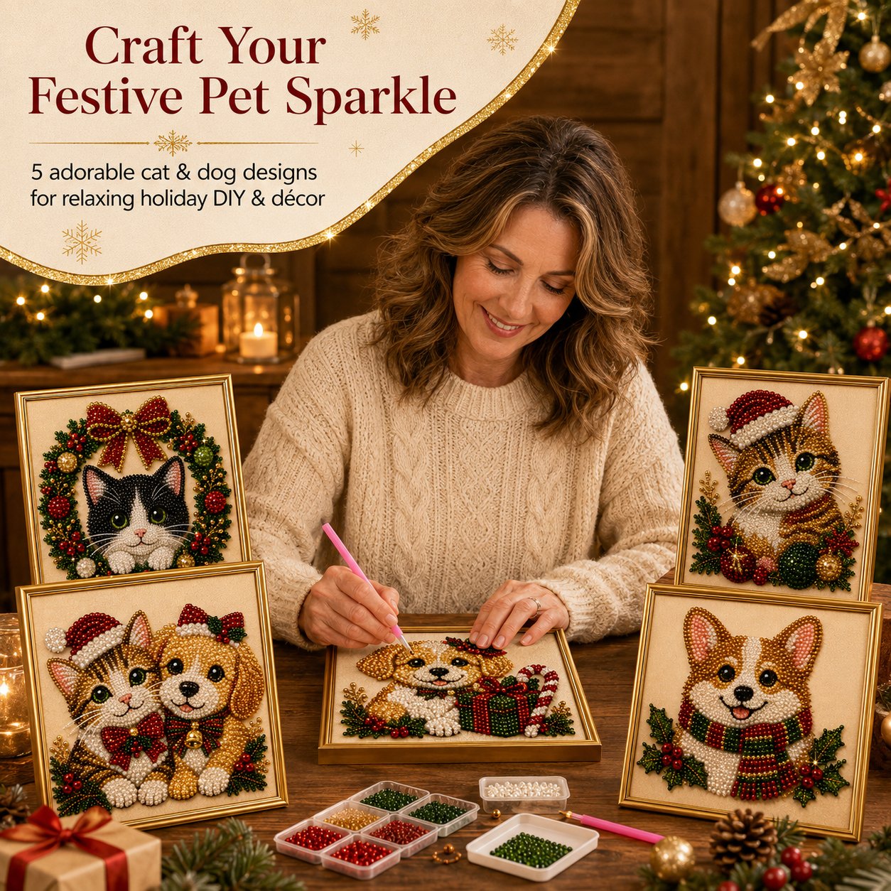 Relaxing winter crafting cozy scene