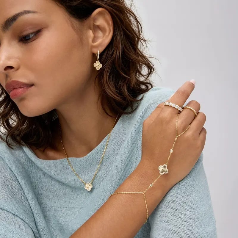 Gold hand chain bracelet lifestyle