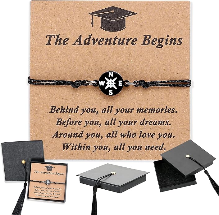 SAM & LORI Graduation Gifts for Her Him Kindergarten Class of 2026 Cool High School College Graduation Gift 5th 8th Grade Teen  Girl Boy Bracelet Women Jewelry Cards Middle School Nurse Senior Daughter Student Adjustable Cuffs