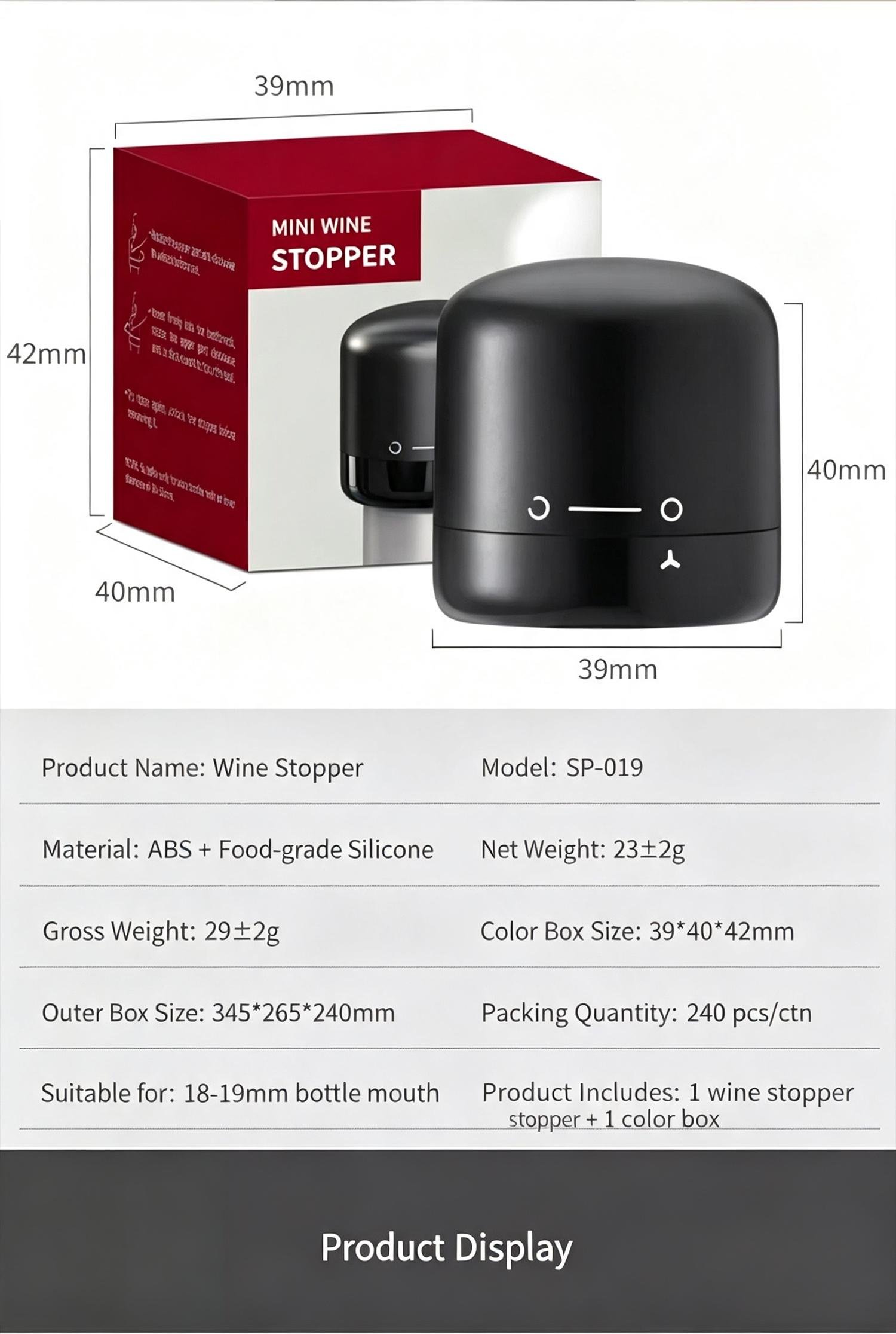 Vacuum wine stopper.Champagne and wine, red wine and liquor, sealing device with built-in vacuum function, leakproof and reusable wine stopper with vent Vacuum wine stopper.Champagne and wine, red wine and liquor, sealing device with built-in vacuum function, leakproof and reusable wine stopper with vent