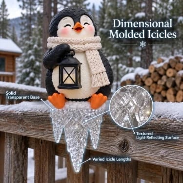 Detailed Molded Transparent Penguin Icicle Base