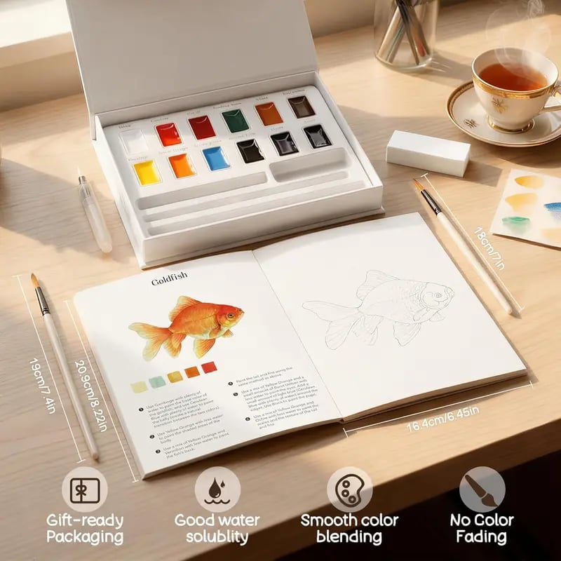 Thick watercolor paper inside beginner animal painting workbook