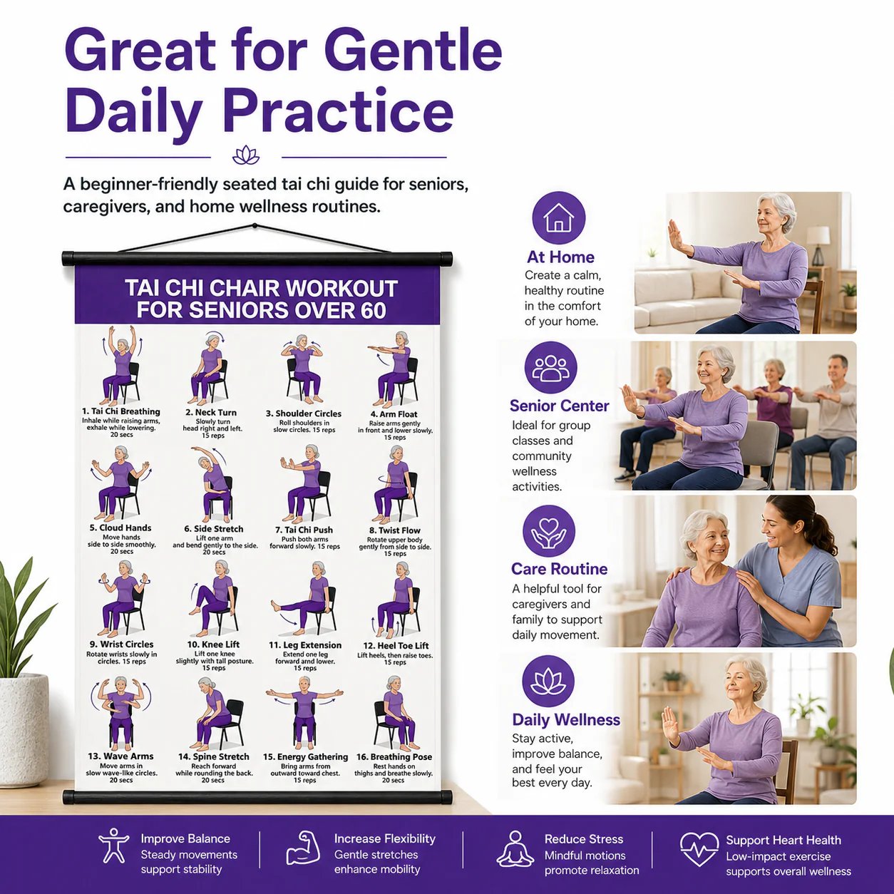 16 illustrated chair tai chi moves