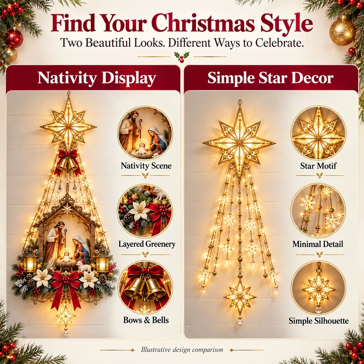 Illuminated Nativity Christmas wall decoration