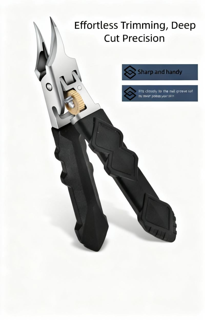 Czarny zestaw obcinaczek do paznokci z antypoślizgowym uchwytem i blokadą, ultra-ostre końcówki do precyzyjnego dostępu do rowków paznokci, profesjonalne narzędzie do manicure dla mężczyzn i seniorów, zakrzywione ostre ostrza, ergonomiczny uchwyt, trwała i bezpieczna konstrukcja