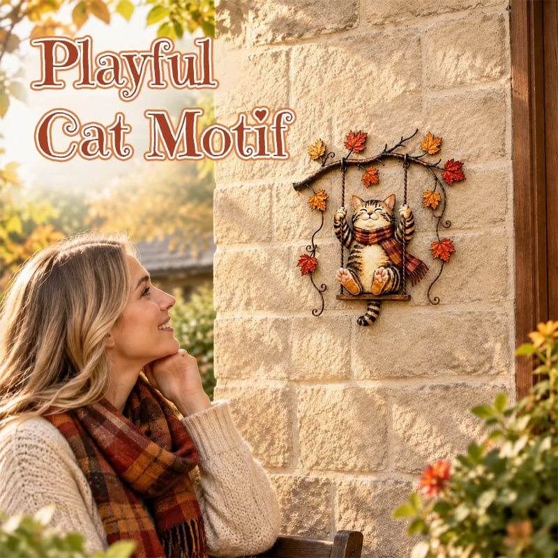 Detailed Autumn Cat Wall Decor