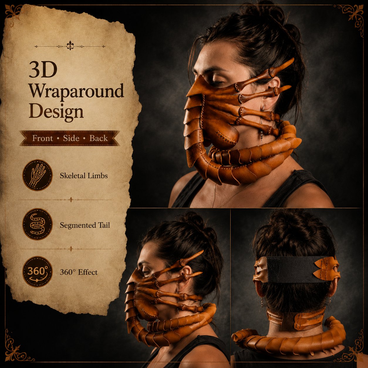 Facehugger mask 3D side detail