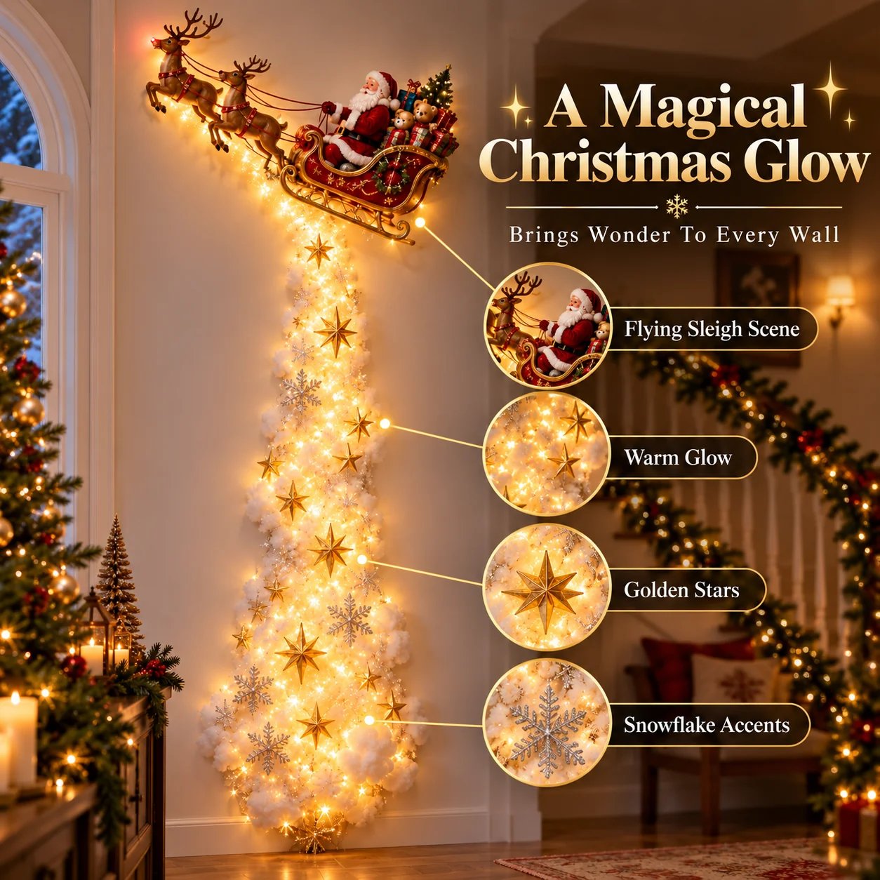 Christmas wall light styles by day and night