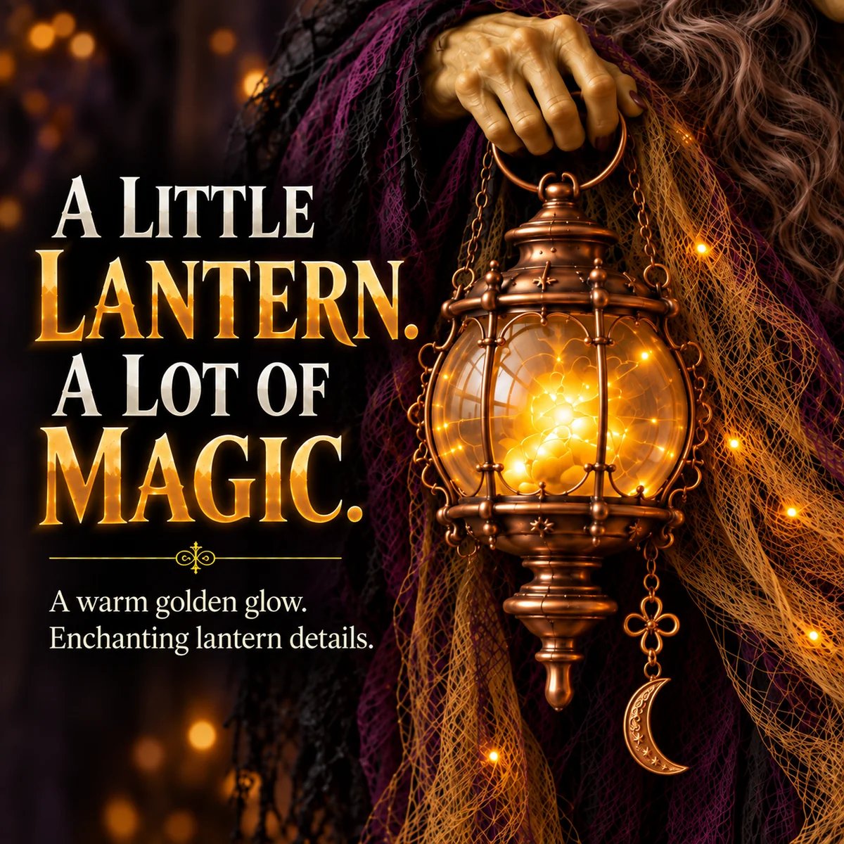 Close-up of glowing lantern detail