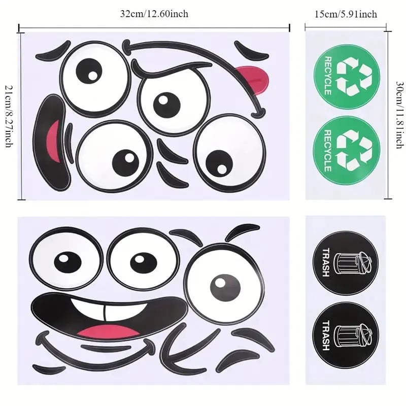 Funny face sticker product details and size
