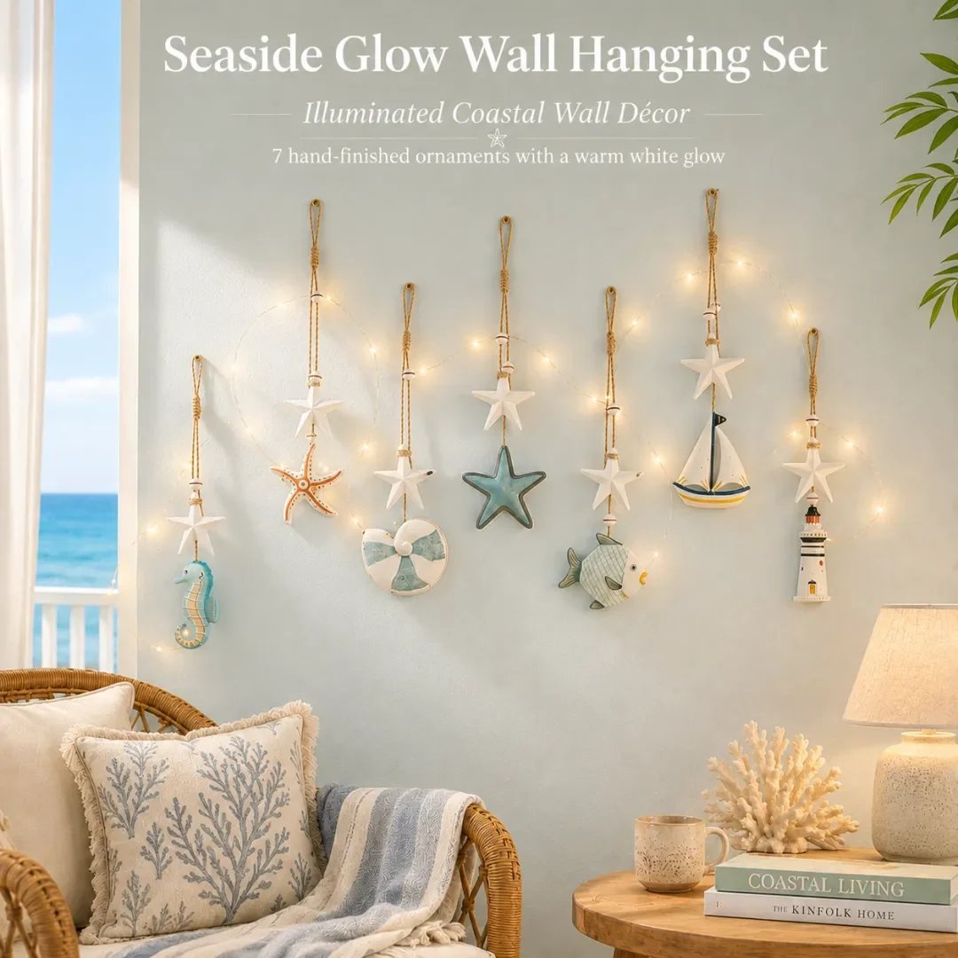 Complete seven piece Seaside Glow wall hanging set