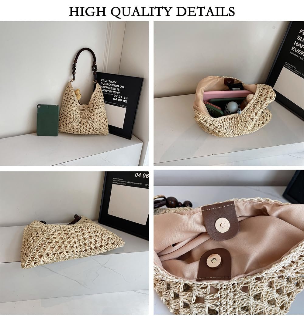 Spacious Straw Beach Bag