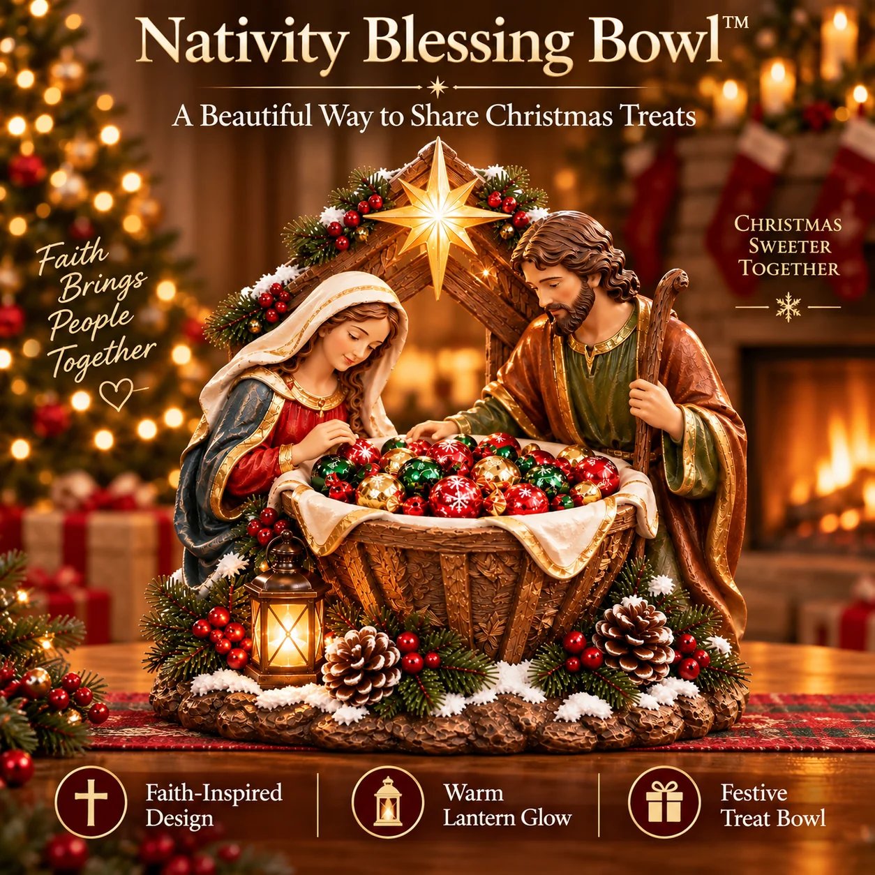 Nativity Blessing Bowl Christmas centerpiece