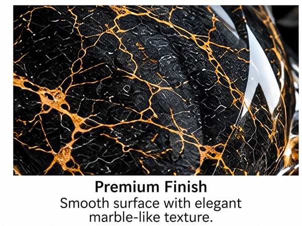 Marble inspired black and gold finish